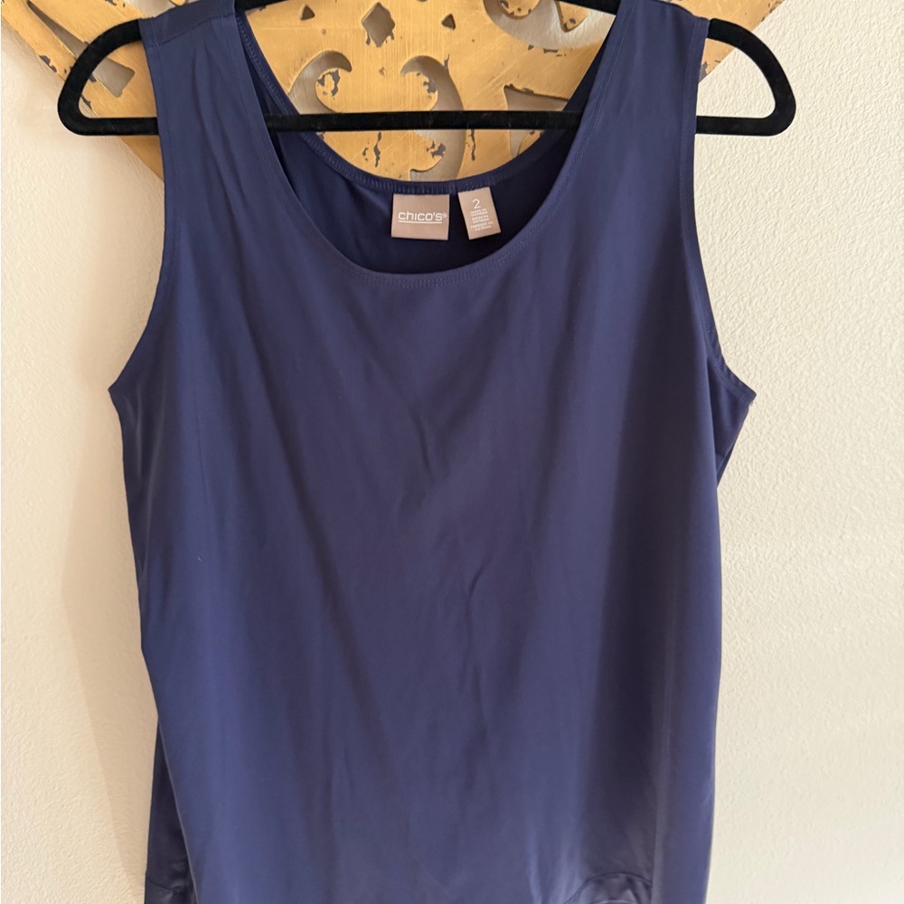 Chico's Blue Microfeel Sleeveless Top size 2. (12-14)